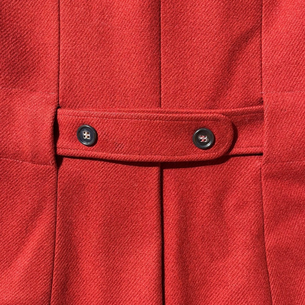 Vintage Scarlet Red Wool Vintage Coat Double-Breasted Ring Belt Academia Mod - Picture 9 of 15